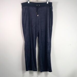Halston Ribbed Velour Pant, Women's Size XL - Navy